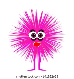 Pink monster cartoon with eyes. Vector illustration.