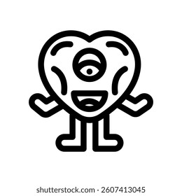 pink monster cute line icon vector. pink monster cute sign. isolated contour symbol black illustration