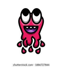 pink monster design with mascot cartoon style
