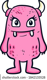 Pink monster, illustration, vector on white background