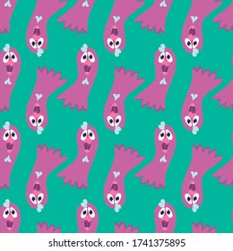 Pink monster pattern , illustration, vector on white background