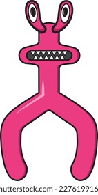 Pink monster of rainbow friends vector.Computer Internet game. Colorful monsters. Horror for children. Children's fashion. Stickers for design.