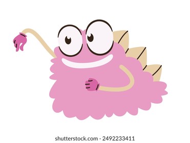 Pink monster with spikes on its back. Funny Halloween character.