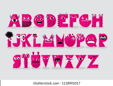 pink monster typography design vector/illustration