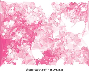 Pink mosaic backdrop with triangles. Abstract geometric low polygonal background. Design element for book covers, presentations layouts, title backgrounds. Vector clip art.