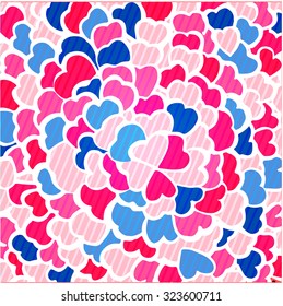 pink mosaic background with small multicolor hearts