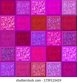 Pink mosaic pattern. Vector illustration. Pink ceramic tiles with glitters. Seamless pattern with geometric design. Sparkles tiles background. Follow other mosaic patterns in my collections. 