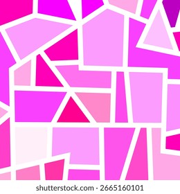 Pink mosaic vector pattern with abstract geometric shapes, perfect for backgrounds, wallpapers, and modern