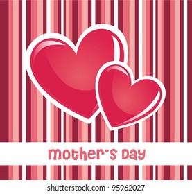 pink mothers day card with hearts and stripes. vector illustration