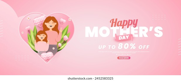 Pink Mother's Day greeting banner design