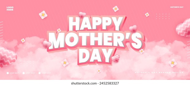 Pink Mother's Day greeting banner design