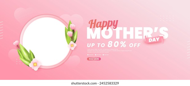 Pink Mother's Day greeting banner design