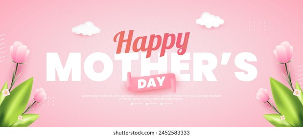 Pink Mother's Day greeting banner design