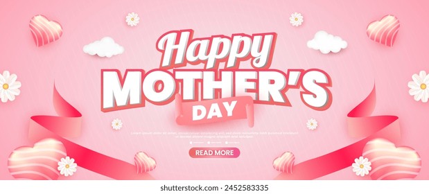 Pink Mother's Day greeting banner design