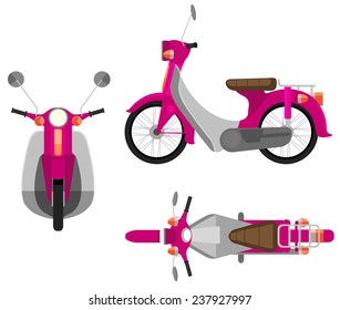 A pink motor vehicle on a white background