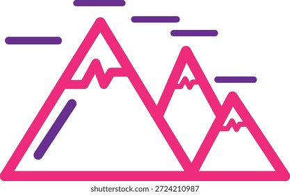 pink mountain range with purple clouds and lines