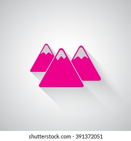 Pink Mountain web icon on light grey background