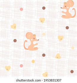 pink mouse with hearts and confetti 