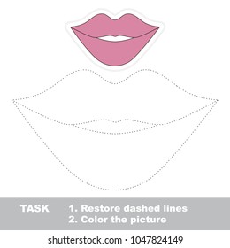 Pink Mouse Lips. Dot to dot educational game for kids.