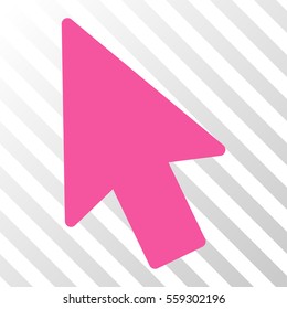 Pink Mouse Pointer toolbar pictogram. Vector pictograph style is a flat symbol on diagonally hatched transparent background.