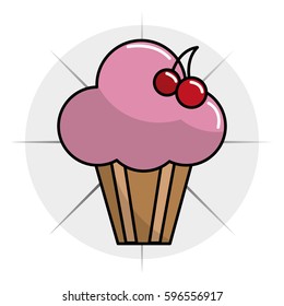 pink muffin with cherry icon