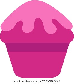 Muffin rosa, ilustración, vector sobre un fondo blanco.