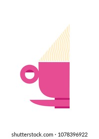 A pink mug of coffee