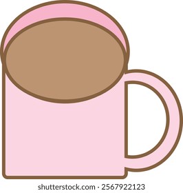 Pink mug with mocha mousse colored drink