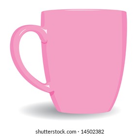 Pink mug on white background. Vector illustration.