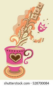 pink mug with patterns