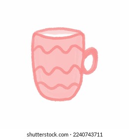 Pink mug. Watercolor illustration. Vector illustration.
