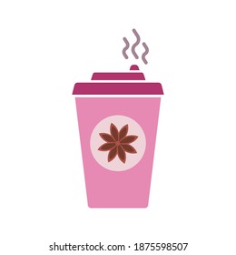 Pink mulled wine paper cup icon. Isometric mulled wine paper cup vector icon for web design isolated on white background.