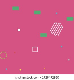 Pink Multicolor Colorful Digital Geometrical Art Illustration. Red Yellow Orange Modern Hipster Style Background. Grey Violet Blue Modern Art Pattern. Purple Green Simple Vector Illustration.