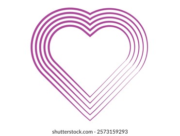 Pink multi-stroke heart on white background