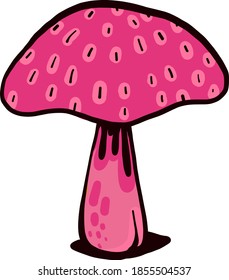 Hongos rosados, ilustración, vector sobre fondo blanco