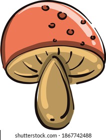 Pink mushroom, illustration, vector on white background.