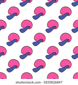 Pink mushroom ,seamless pattern on white background.