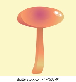 Pink Mushroom Vegetable Flat Vector Illustration