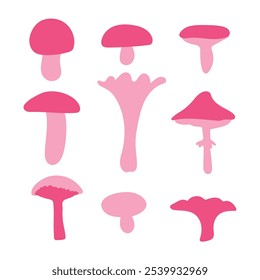 pink mushrooms flat illustration vector