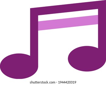 Nota de música rosa, ilustración, vector sobre fondo blanco