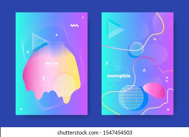 Pink Music Poster. Electronic Sound Brochure. Graphic Abstract Design. Blue Fluid Shape. Vector Music Banner. Nightclub Party Background. Gradient Design. Bright Flow Cover. Music Flyers.