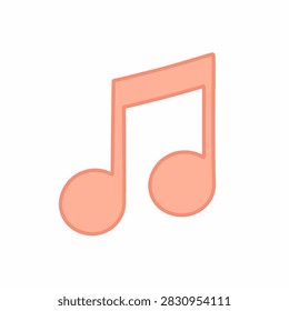 A pink musical note icon symbolizing music, audio, sound, melody, rhythm, entertainment, and musical themes in digital and print media.