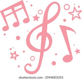 Pink musical notes with stars and circles