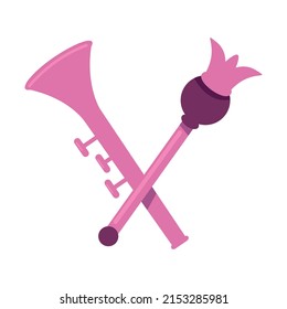Pink musical woodwind instrument semi flat color vector object. Participating in orchestra. Full sized item on white. Simple cartoon style illustration for web graphic design and animation