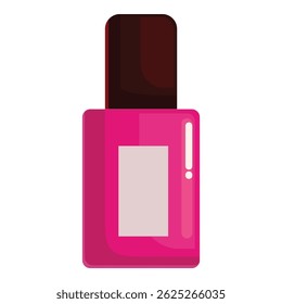 Pink nail polish bottle with a blank label is standing on a white background