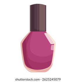 Pink nail polish bottle is standing on a white background, shining in the light