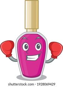 Pink nail polish Caricature character design as a champion of boxing competition. Vector illustration