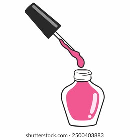 Pink nail polish. doodle style beauty illustration on theme of manicure.