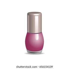 Pink Nail Polish Isolated on a White Background . Vector illustration.