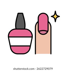 Pink Nail Polish and Manicure Design icon. Vector.
